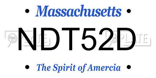 NDT52D Massachusetts License Plate