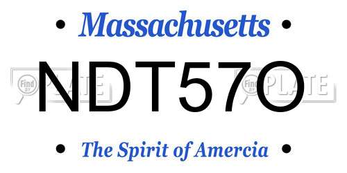 NDT57O Massachusetts License Plate