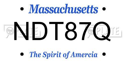 NDT87Q Massachusetts License Plate