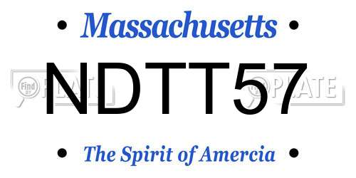 NDTT57 Massachusetts License Plate