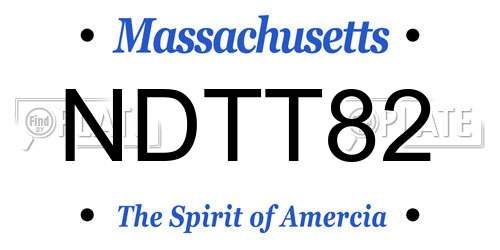 NDTT82 Massachusetts License Plate