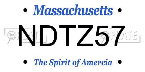 NDTZ57 Massachusetts License Plate