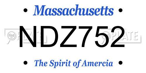 NDZ752 Massachusetts License Plate