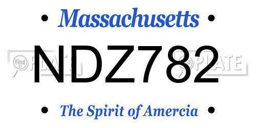 NDZ782 Massachusetts License Plate