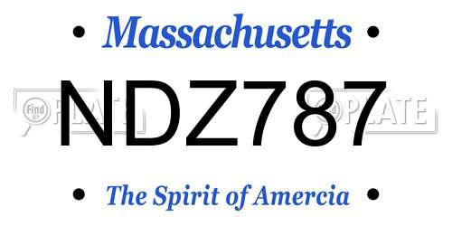 NDZ787 Massachusetts License Plate