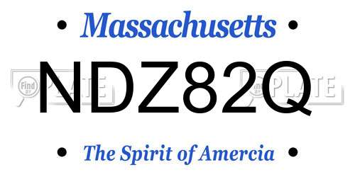 NDZ82Q Massachusetts License Plate