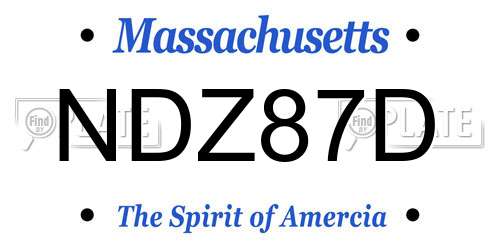 NDZ87D Massachusetts License Plate