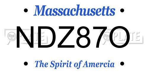 NDZ87O Massachusetts License Plate