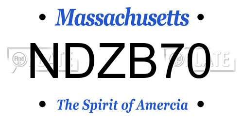 NDZB70 Massachusetts License Plate