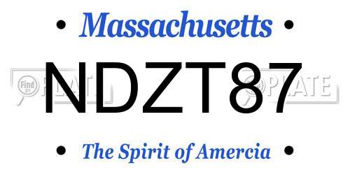 NDZT87 Massachusetts License Plate