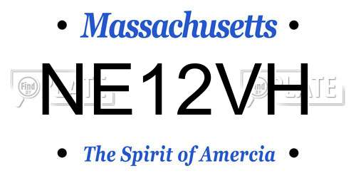 NE12VH Massachusetts License Plate