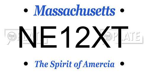 NE12XT Massachusetts License Plate