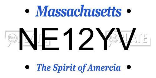 NE12YV Massachusetts License Plate