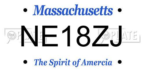 NE18ZJ Massachusetts License Plate
