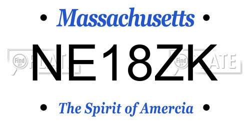 NE18ZK Massachusetts License Plate