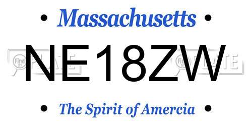 NE18ZW Massachusetts License Plate