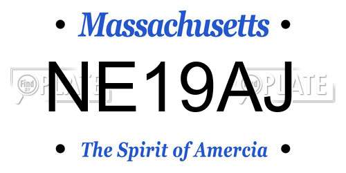 NE19AJ Massachusetts License Plate