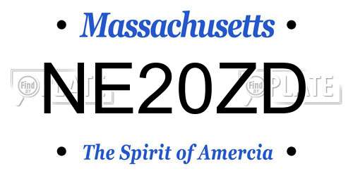 NE20ZD Massachusetts License Plate