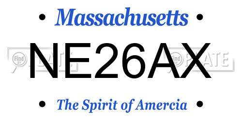 NE26AX Massachusetts License Plate