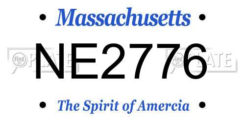 NE2776 Massachusetts License Plate