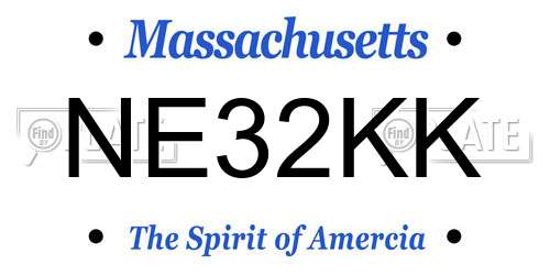 NE32KK Massachusetts License Plate
