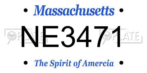 NE3471 Massachusetts License Plate