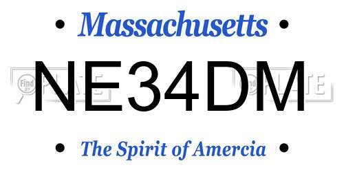NE34DM Massachusetts License Plate