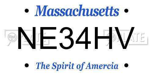 NE34HV Massachusetts License Plate