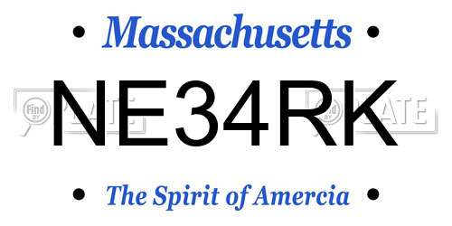 NE34RK Massachusetts License Plate