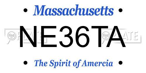 NE36TA Massachusetts License Plate