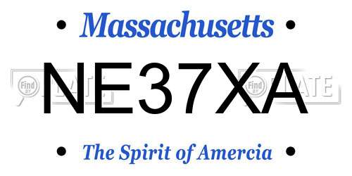 NE37XA Massachusetts License Plate