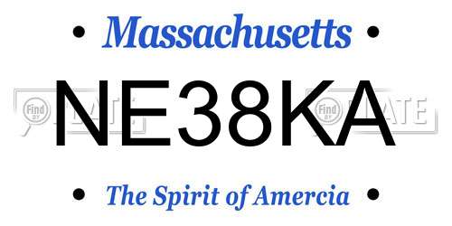 NE38KA Massachusetts License Plate