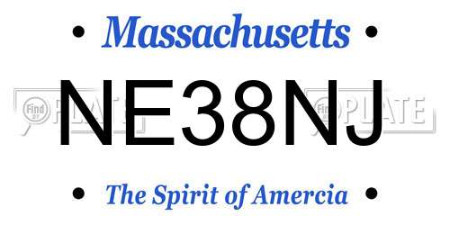NE38NJ Massachusetts License Plate