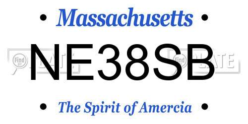 NE38SB Massachusetts License Plate