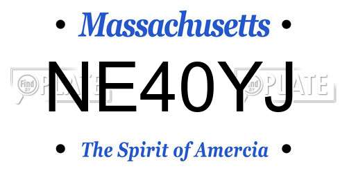 NE40YJ Massachusetts License Plate