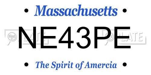 NE43PE Massachusetts License Plate