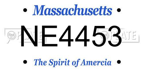 NE4453 Massachusetts License Plate