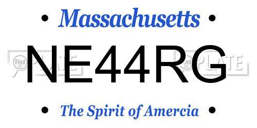 NE44RG Massachusetts License Plate