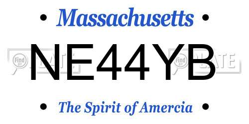 NE44YB Massachusetts License Plate