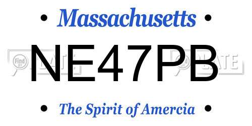 NE47PB Massachusetts License Plate