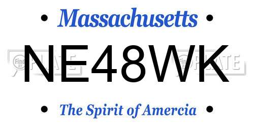 NE48WK Massachusetts License Plate