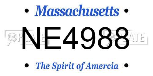 NE4988 Massachusetts License Plate