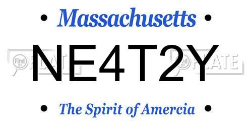 NE4T2Y Massachusetts License Plate