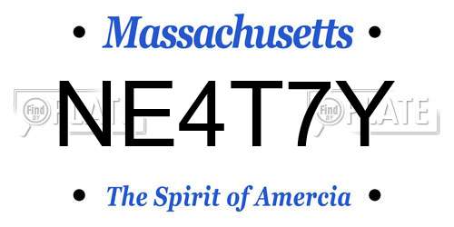 NE4T7Y Massachusetts License Plate
