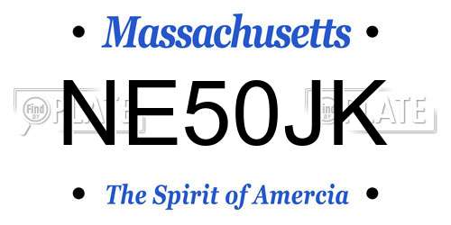 NE50JK Massachusetts License Plate