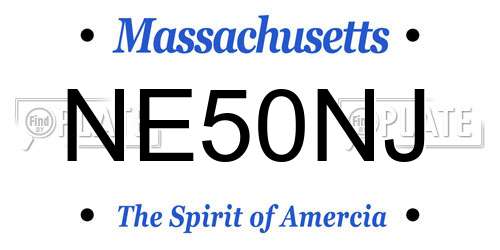 NE50NJ Massachusetts License Plate