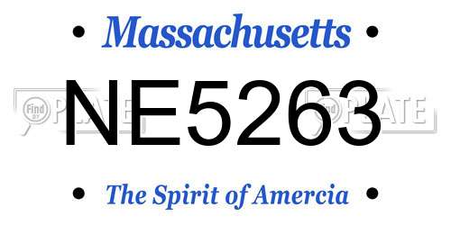 NE5263 Massachusetts License Plate