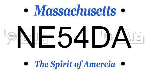 NE54DA Massachusetts License Plate