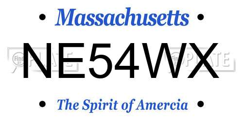 NE54WX Massachusetts License Plate