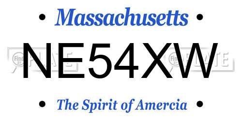 NE54XW Massachusetts License Plate